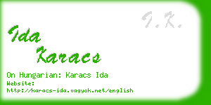 ida karacs business card